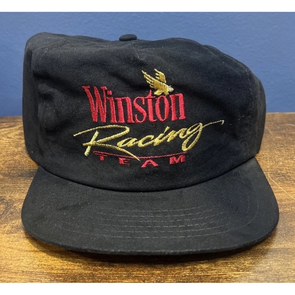 VINTAGE Winston Racing Snapback Hat Cap Adult Adjustable Black Team 90s Y2K Mens